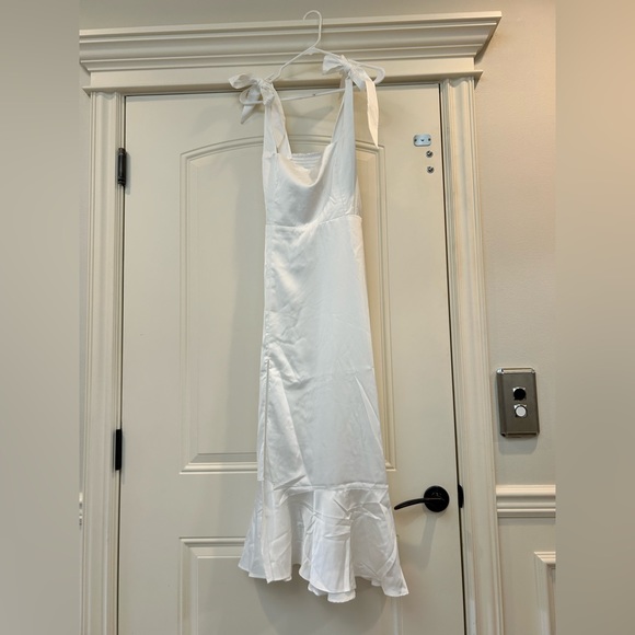 Show Me Your MuMu Garden Midi Dress in Ivory Luxe Satin - Picture 1 of 5